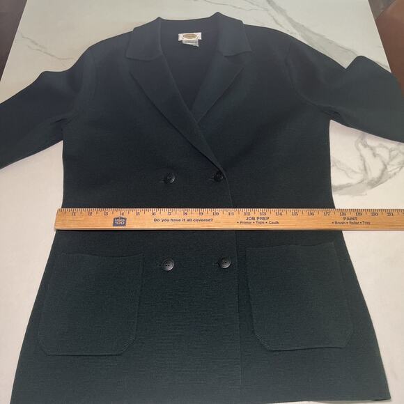 Talbots Vtg Cardigan Sweater Button Front Blazer Large Green 100% Wool Knit EUC - Picture 6 of 11
